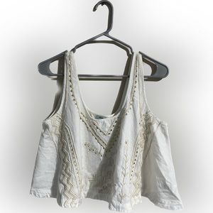 Kimchi Blue Embroidered Linen Crop Top